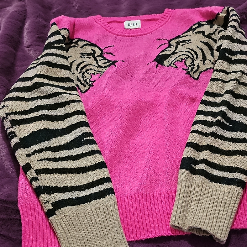 BiBi Vibrant Pink Tiger Sweater